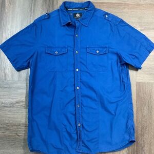 Rock &‎ Republic Button Down Shirt Men's Large Blue Y2K Classic Retro Casual
